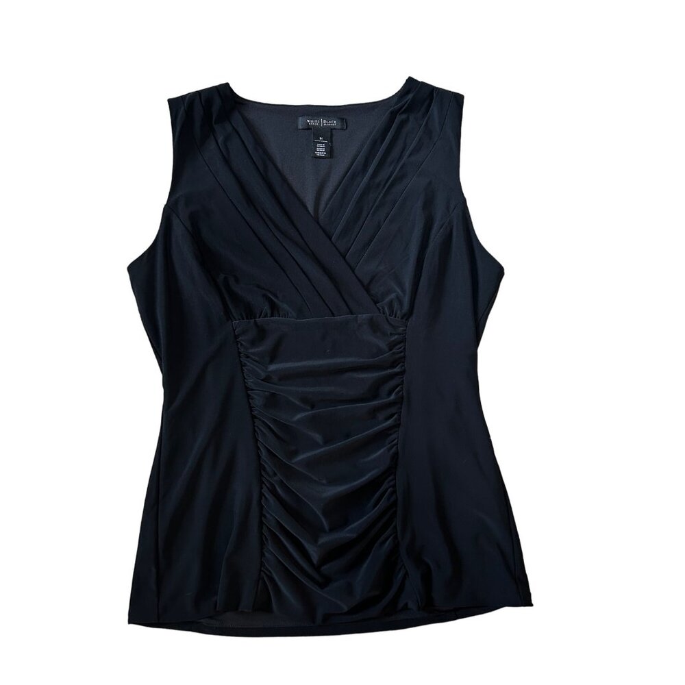White House Black Market Black V-Neck Sleeveless Tank Top Women's Medium 1620